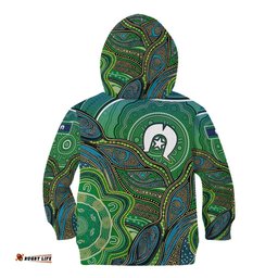 Torres Strait Islands Kid Hoodie Indigenous Ocean Wave Dot Green Color TS04