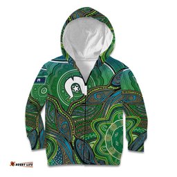 Torres Strait Islands Kid Hoodie Indigenous Ocean Wave Dot Green Color TS04