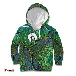 Torres Strait Islands Kid Hoodie Indigenous Ocean Wave Dot Green Color TS04