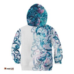 Turquoise Paua Shell Maori Kid Hoodie Koru Kowhaiwhai LT7