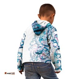 Turquoise Paua Shell Maori Kid Hoodie Koru Kowhaiwhai LT7