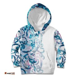 Turquoise Paua Shell Maori Kid Hoodie Koru Kowhaiwhai LT7