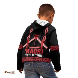 Toitu Te Tiriti Waitangi Kid Hoodie Black Wharenui House LT9