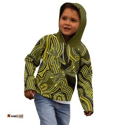 Yellow Indigenous Dragonfly Australia Kid Hoodie Aboriginal Art LT14