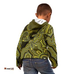 Yellow Indigenous Dragonfly Australia Kid Hoodie Aboriginal Art LT14