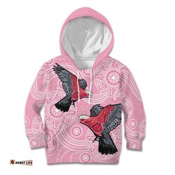 Pink Galah Aussie Aboriginal Kid Hoodie Soaring High LT7
