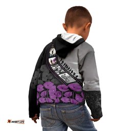 Personalised Remembering ANZAC Lest We Forget Kid Hoodie Vintage Film Frame Memorial Purple Poppy LT9