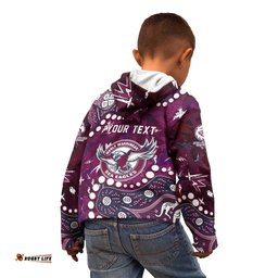 Personalized Manly Warringah Sea Eagles Kid Hoodie Aboriginal Pattern with Graffiti Style Design TS04