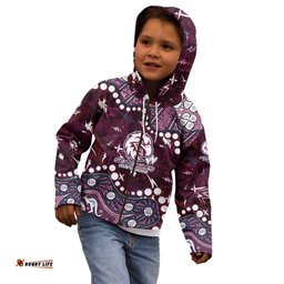 Personalized Manly Warringah Sea Eagles Kid Hoodie Aboriginal Pattern with Graffiti Style Design TS04