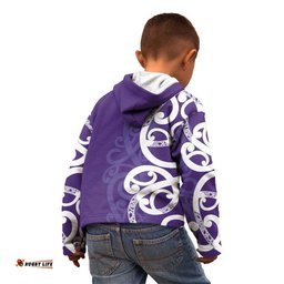 Violet Green Maori Kid Hoodie Koru Kowhaiwhai LT7
