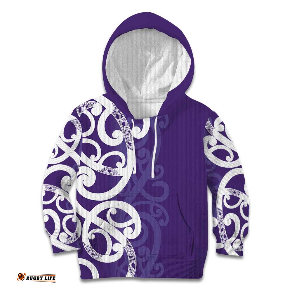 Violet Green Maori Kid Hoodie Koru Kowhaiwhai LT7