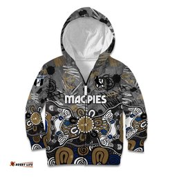 Personalized Collingwood Magpies Kid Hoodie Aboriginal Dot Painting Graffiti Style TS04