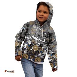 Personalized Collingwood Magpies Kid Hoodie Aboriginal Dot Painting Graffiti Style TS04