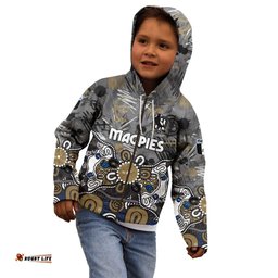 Personalized Collingwood Magpies Kid Hoodie Aboriginal Dot Painting Graffiti Style TS04