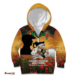 Personalised Rabbitohs Rugby ANZAC Day Kid Hoodie Last Post Poppy We Will Remember Them LT14