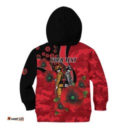 St Saints ANZAC Personalised Kid Hoodie Lest We Forget Poppy Camo LT9