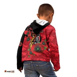 St Saints ANZAC Personalised Kid Hoodie Lest We Forget Poppy Camo LT9