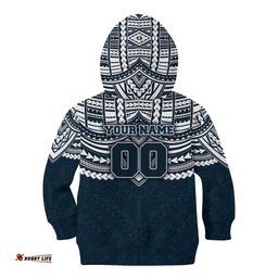 Personalized Carlton Blues Kid Hoodie Polynesian Tribal Pattern Heritage Football TS04