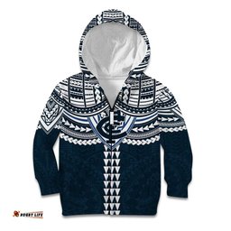 Personalized Carlton Blues Kid Hoodie Polynesian Tribal Pattern Heritage Football TS04