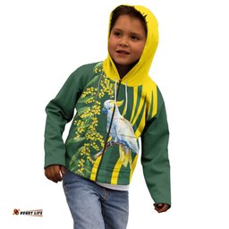 White Cockatoo and Golden Wattle Kid Hoodie Australian Native Bird LT9