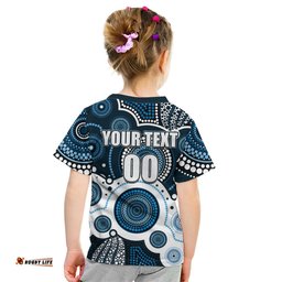 Custom Personalised And Number Blues AFL Kid T Shirt Aboriginal Patterns