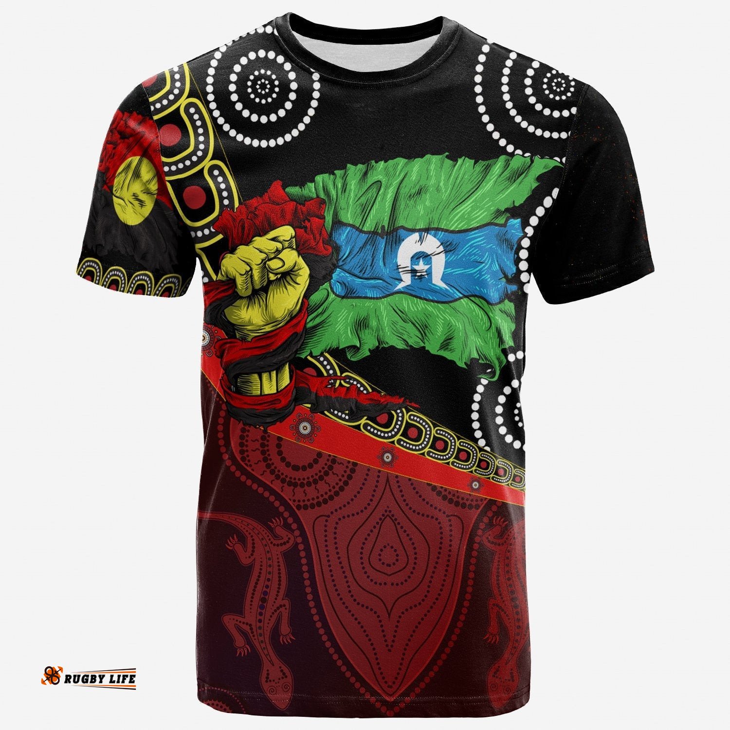 Kid T-Shirts - Aboriginal Flags & Dot Acrylic Paint Style Naidoc