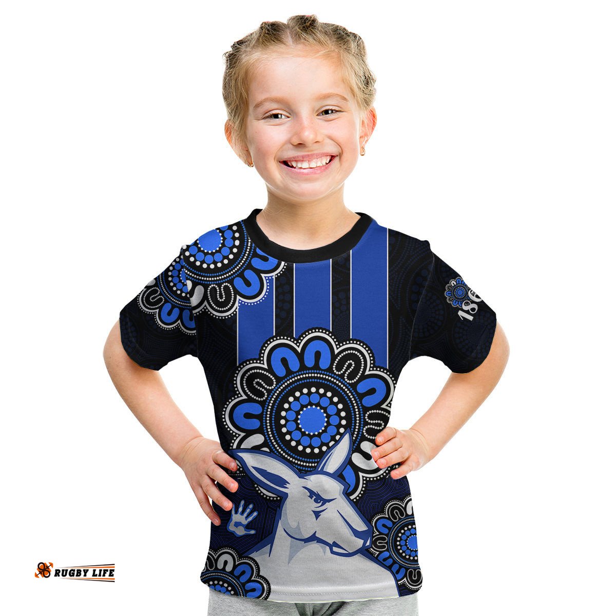Custom Personalised AFL North Melbourne Kangaroos 1869 Aboriginal Kid T Shirt