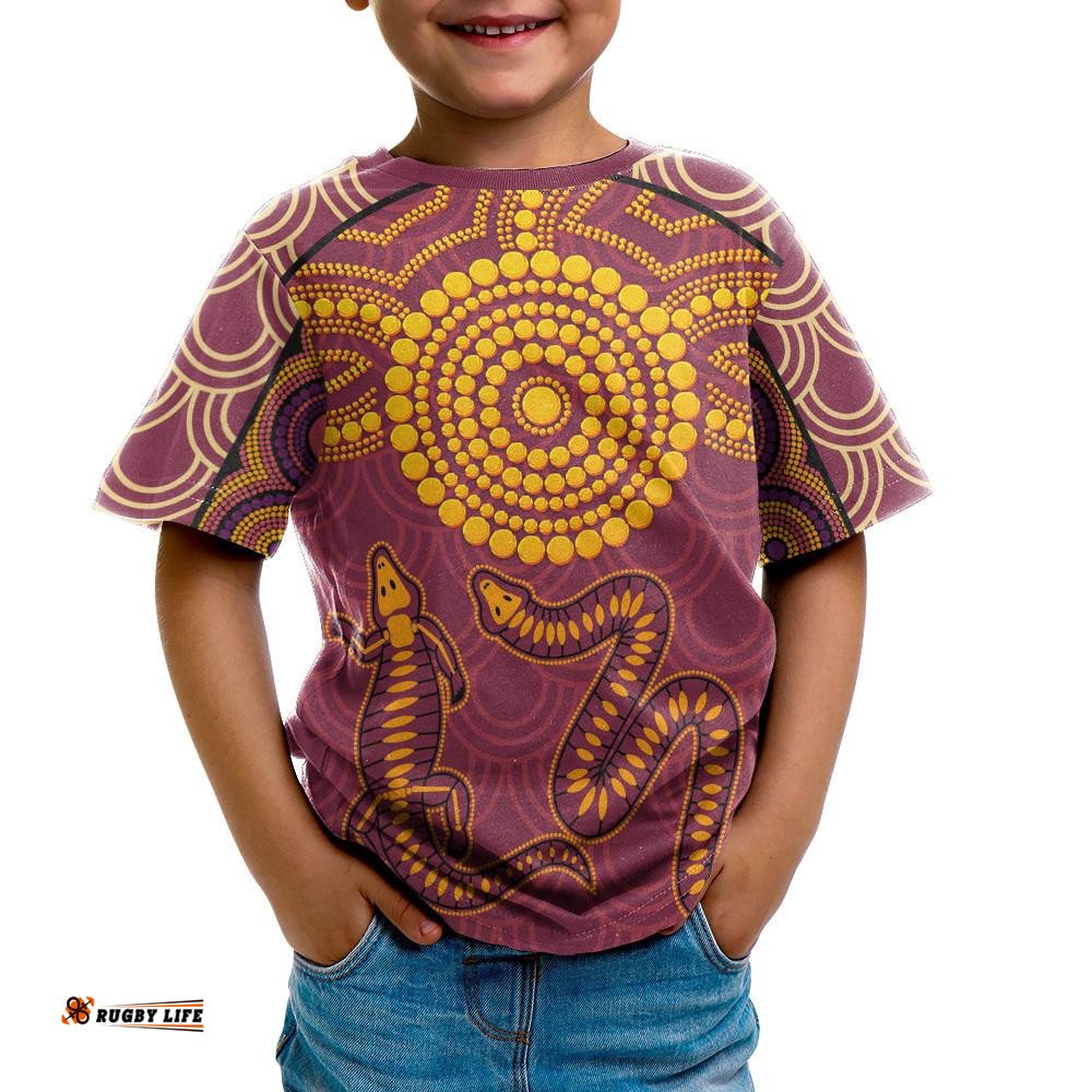 Aboriginal T-Shirt Kids - Aboriginal Snake And Alligator