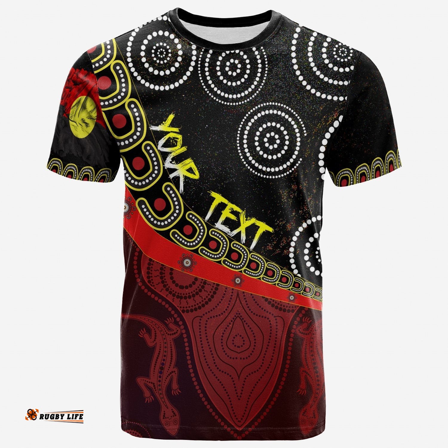 CustomBreakout Kid T-Shirts - Aboriginal Flags & Dot Acrylic Paint Style Naidoc