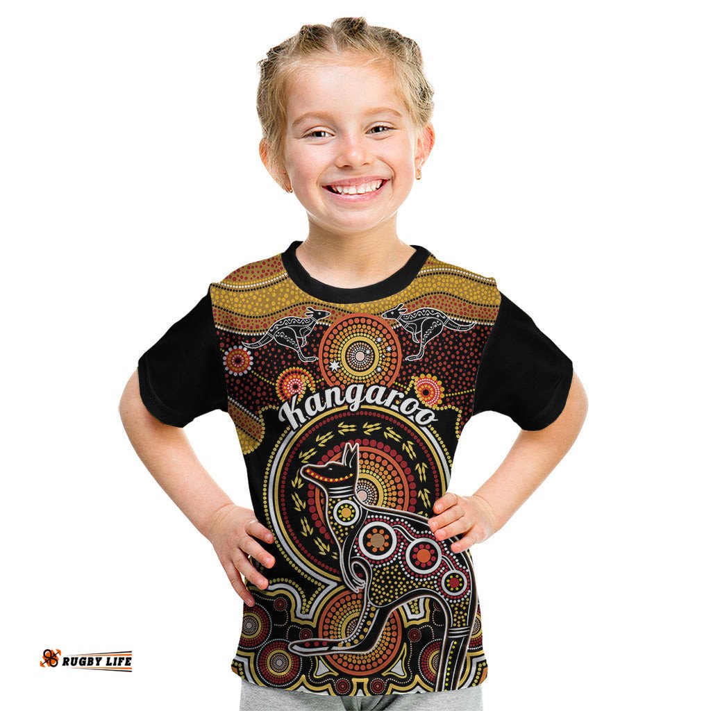 Personalised Australian Astrology Kid T Shirt Aboriginal Kangaroo Zodiac Sign