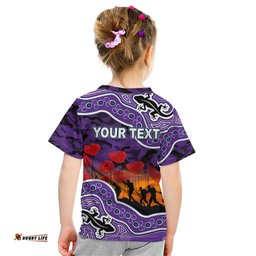 Custom Personalised Anzac Day NRL - Storm Kid T Shirt Aboriginal Lizard Patterns