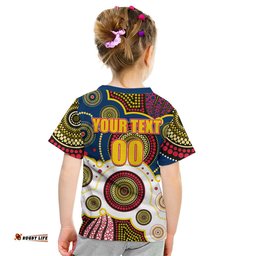 Custom Personalised And Number Crows AFL Kid T Shirt Aboriginal Patterns