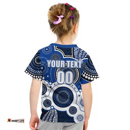 Custom Personalised And Number North AFL Kid T Shirt Aboriginal Patterns