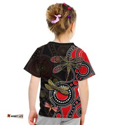 Aboriginal Dragonfly Kid T Shirt Red Style