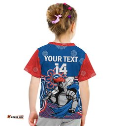Custom Text And Number Knights Rugby T Shirt KID Novocastrians 1987 Aboriginal Art