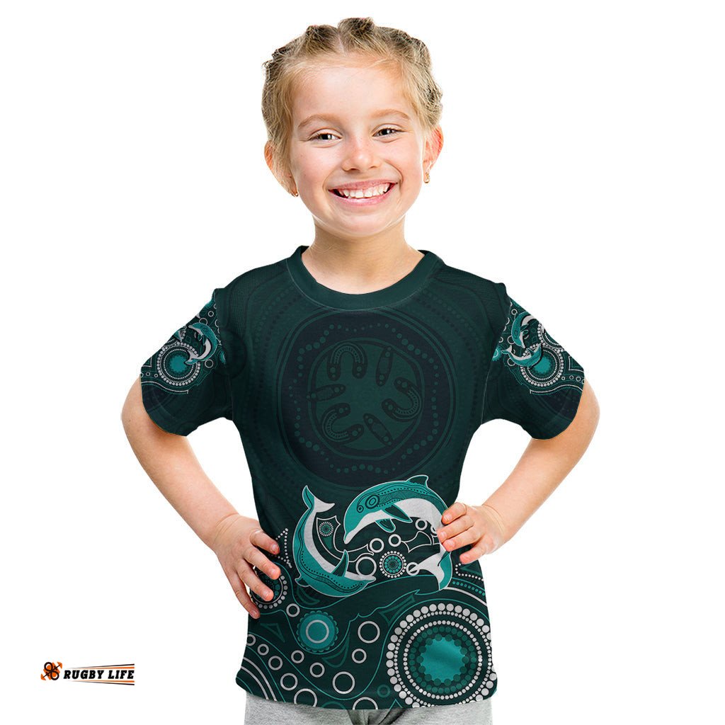Australia Aboriginal Kid T Shirt Dolphin Green