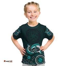 Australia Aboriginal Kid T Shirt Dolphin Green