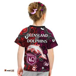 NRL Dolphins Combine Queensland Origin Kid T Shirt Indigenous Aboriginal Style