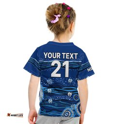Custom Text And Number NSW Blues Rugby Kid T Shirt Aboriginal Indigenous