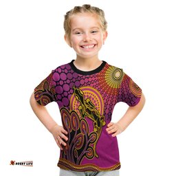 Custom Personalised Aboriginal Lizard T Shirt KID Tree On The Hill Sunshine