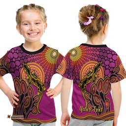 Custom Personalised Aboriginal Lizard T Shirt KID Tree On The Hill Sunshine