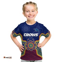 Custom Text And Number Adelaide Football T Shirt KID Crows Aboriginal Art