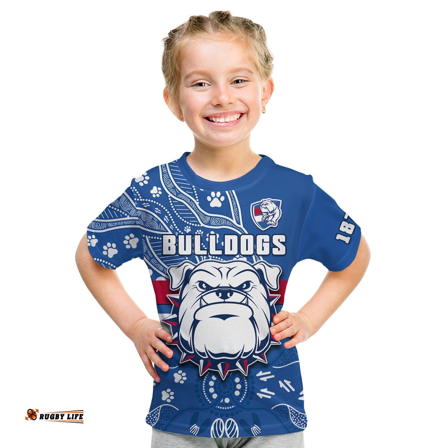 Bulldogs Football T Shirt KID Scraggers 1877 Aboriginal Dot Painting Newest Version