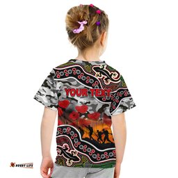 Custom Personalised Anzac Day NRL - Panthers Kid T Shirt Aboriginal Lizard Patterns
