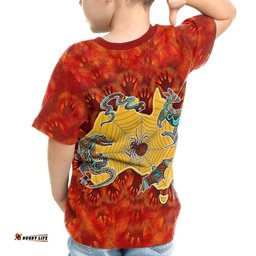 Custom Aboriginal Kid T-shirts - Australia Map Hand Patterns Spider Web