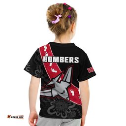 Essendon Football T Shirt KID Go Bombers 1872 Aboriginal Art