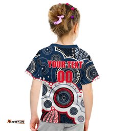 Custom Personalised And Number Roosters NRL Kid T Shirt Aboriginal Patterns