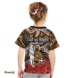Wests Tigers T Shirt KID Anzac Day Poppy Flowers With Aboriginal