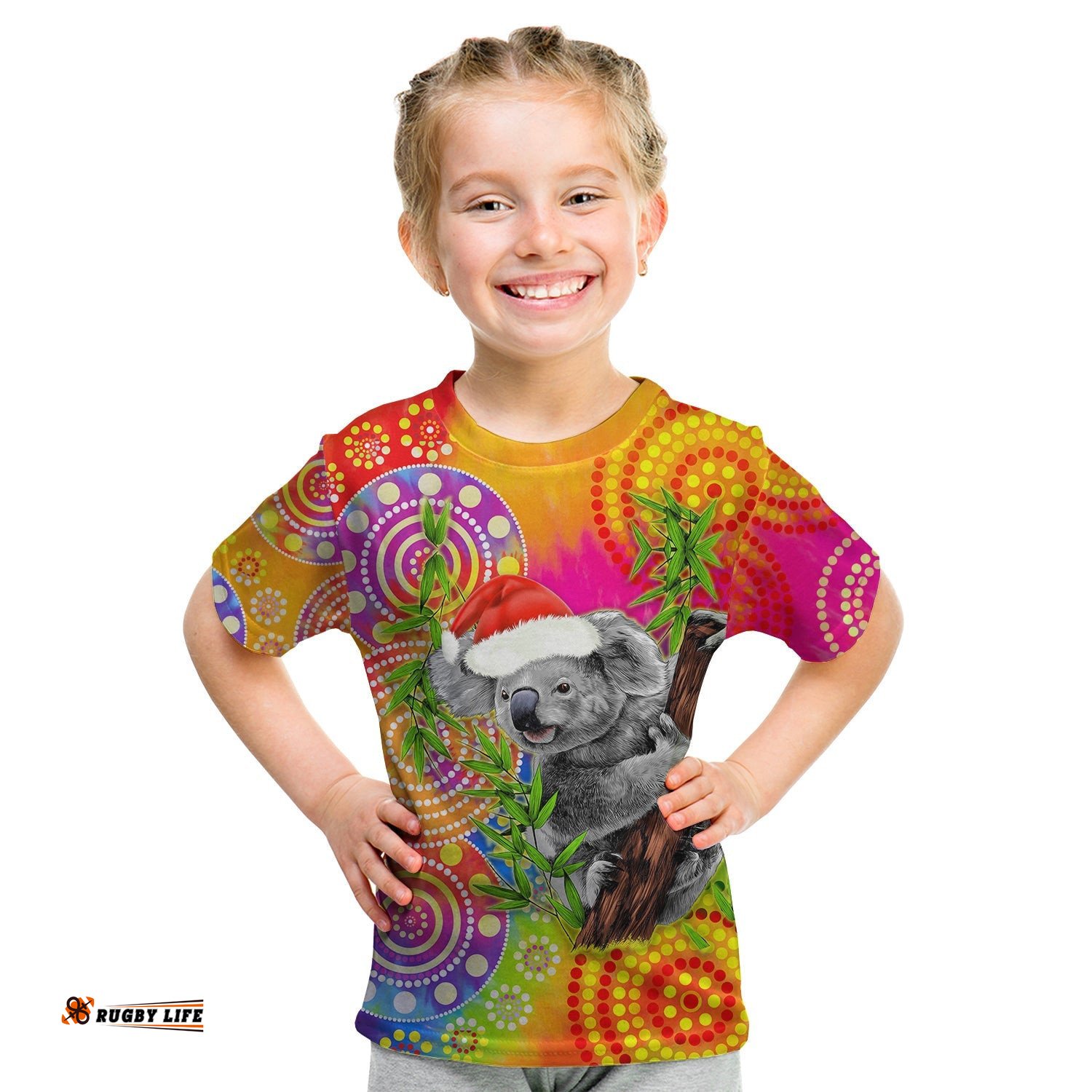 Australia Koala Aboriginal T Shirt KID Rainbow Tie Dye Merry Christmas