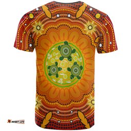 Custom Text Aboriginal Kid T-Shirt - Turtle Circle Dot Painting Art